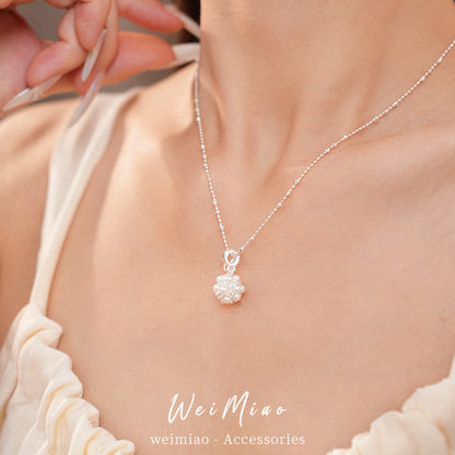 珍珠鋯石花朵項鍊－商品主圖｜https://igowo.tw/
