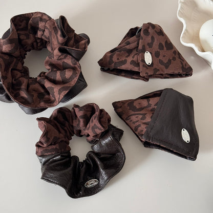 撞色豹紋蝴蝶結鯊魚夾－咖豹紋-收腰圈款細節｜https://igowo.tw/