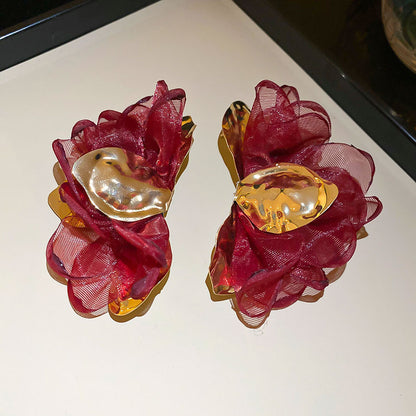 紅色花朵復古耳環－細節特寫44｜https://igowo.tw/