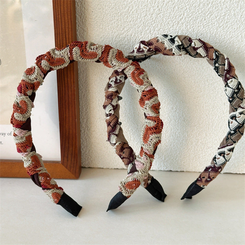 纏繞簡約髮箍－黑白色交叉款實拍｜https://igowo.tw/