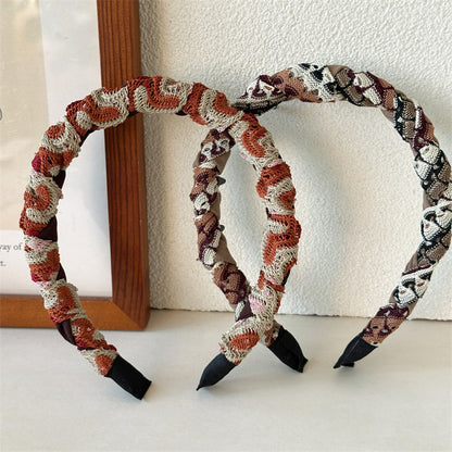 纏繞簡約髮箍－黑白色交叉款實拍｜https://igowo.tw/