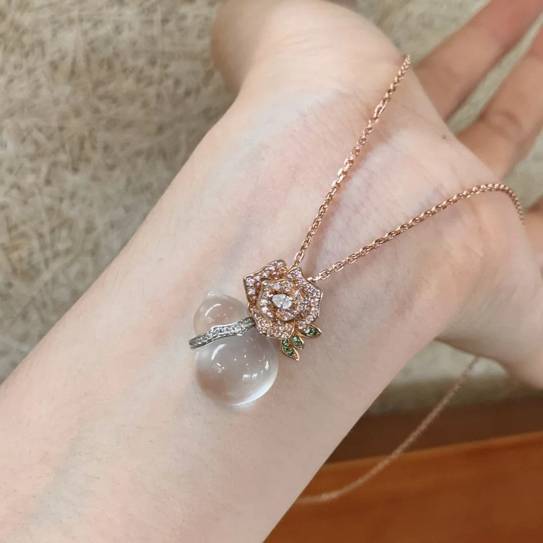 鋯石葫蘆花朵復古項鍊－商品主圖｜https://igowo.tw/
