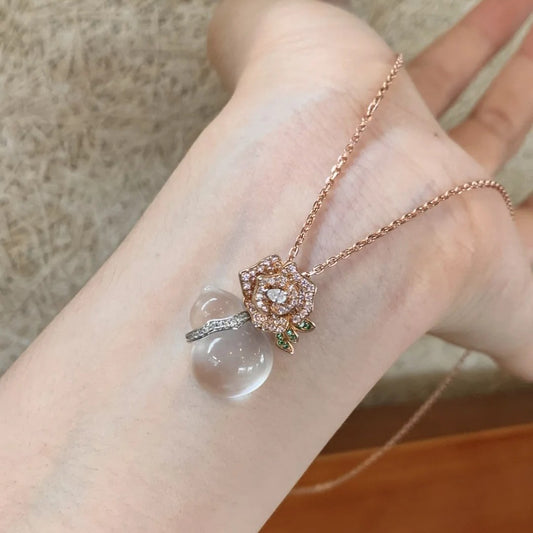 鋯石葫蘆花朵復古項鍊－商品主圖｜https://igowo.tw/