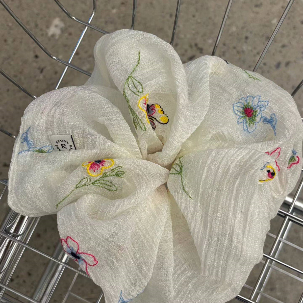 大腸圈花朵刺繡髮圈