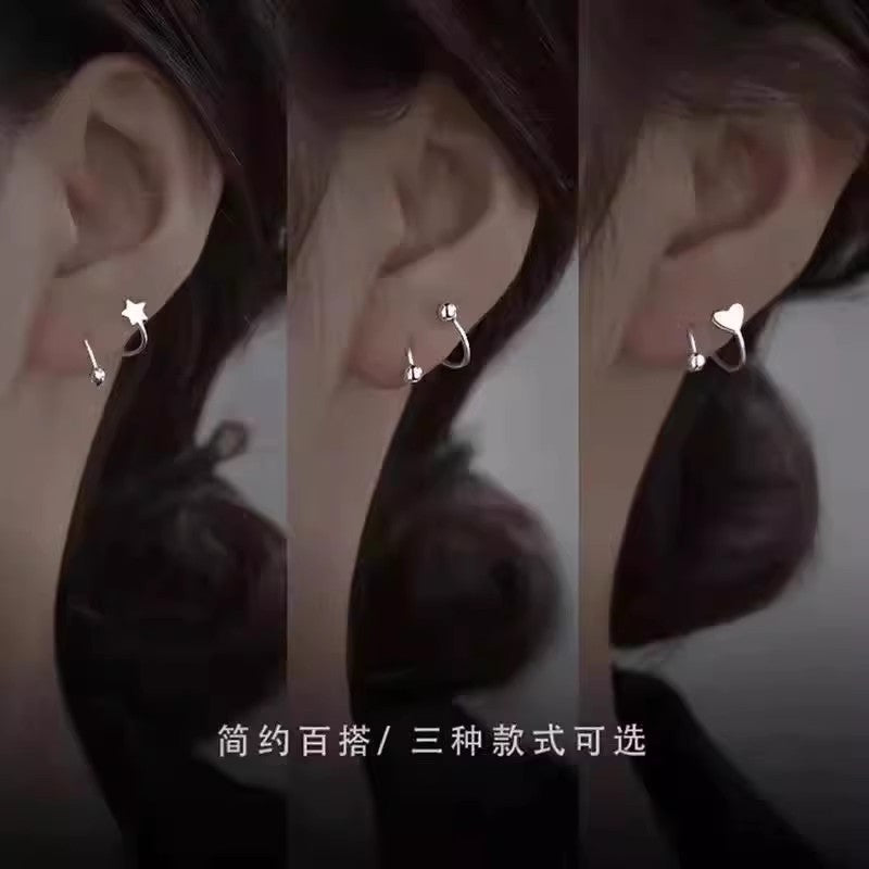 S925星星愛心簡約耳釘－商品主圖｜https://igowo.tw/