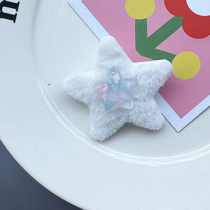 粉色絨面星星髮夾