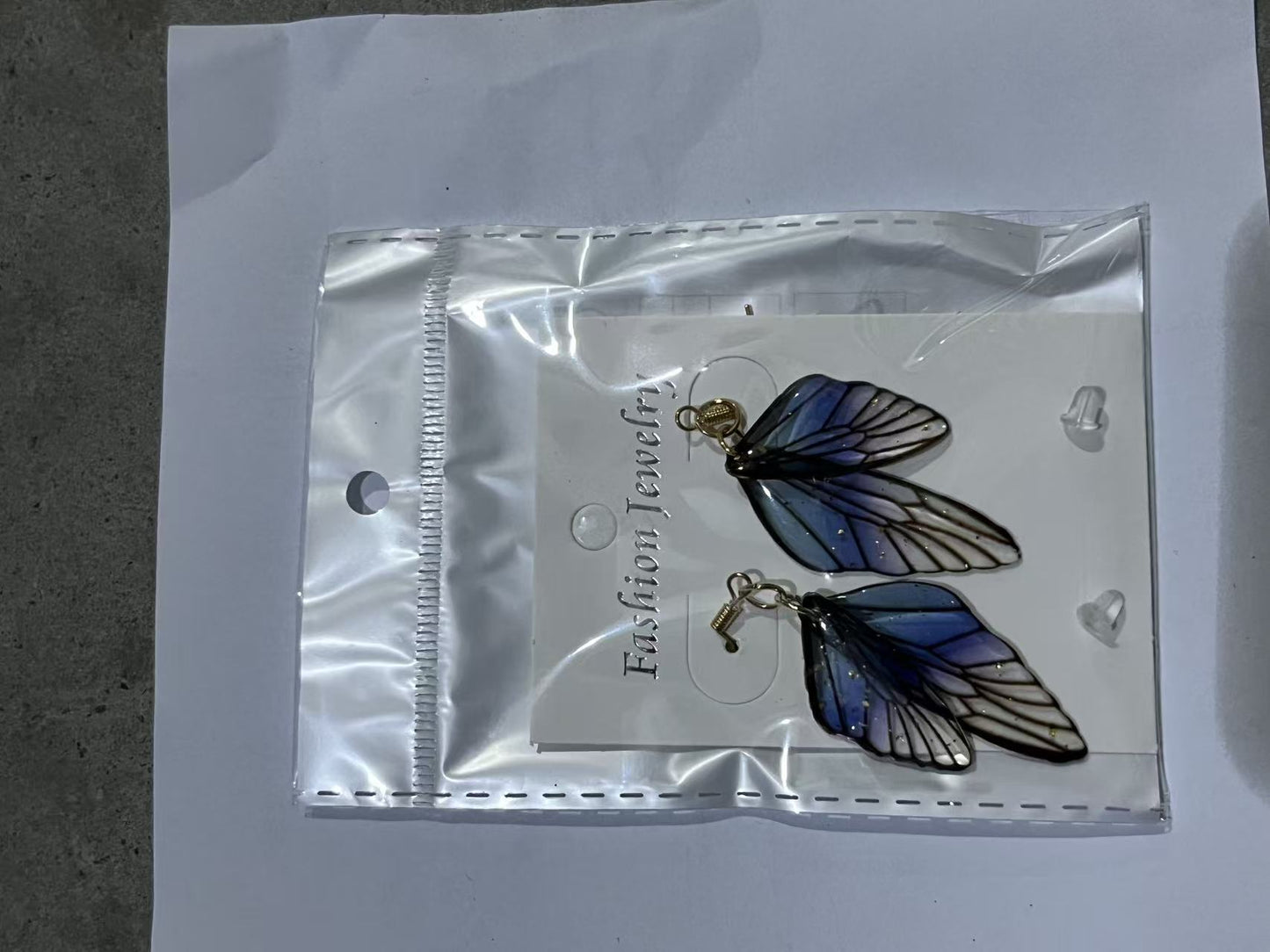 蝴蝶流蘇長版耳環－紫色 S44款細節4｜https://igowo.tw/