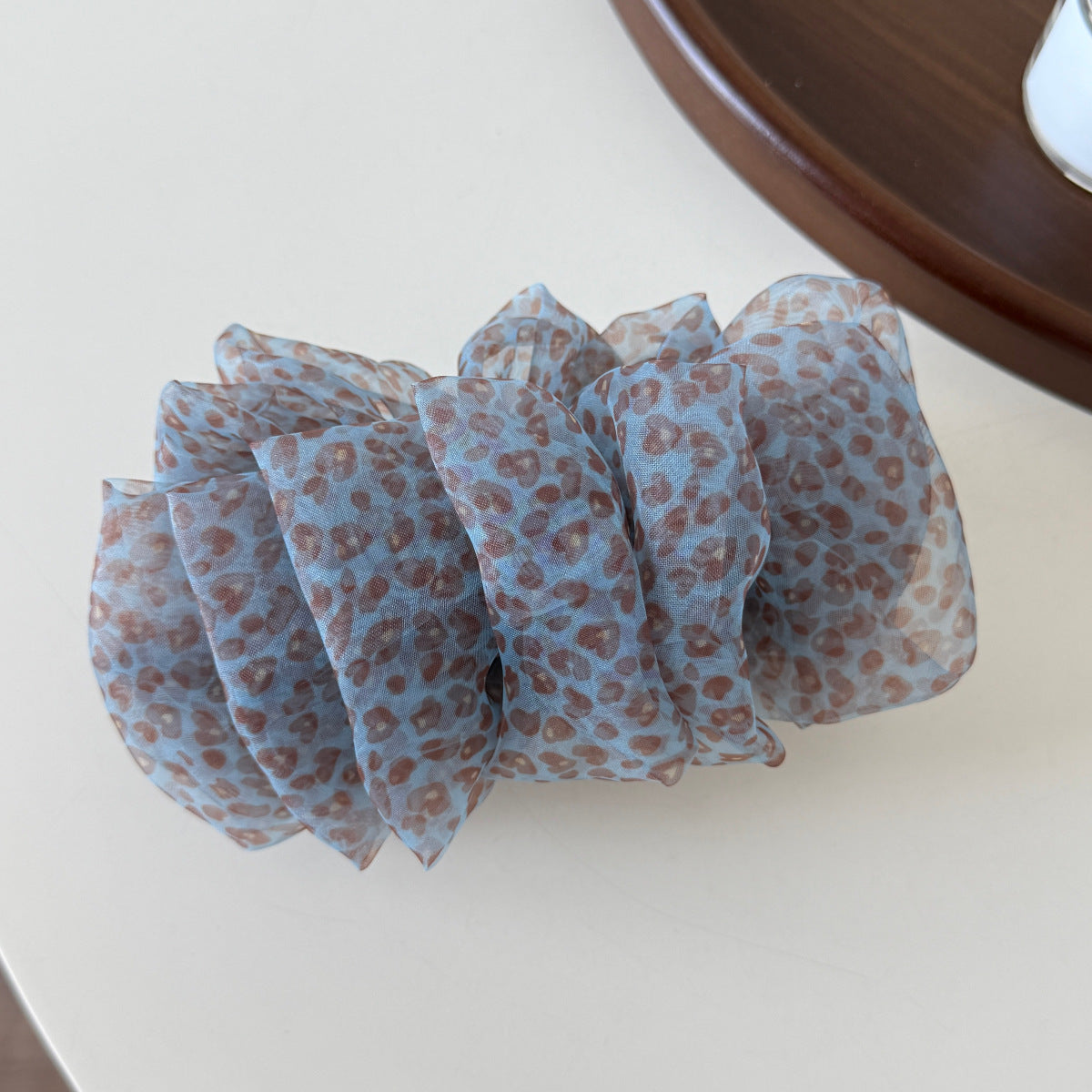 網紗蝴蝶結豹紋髮夾