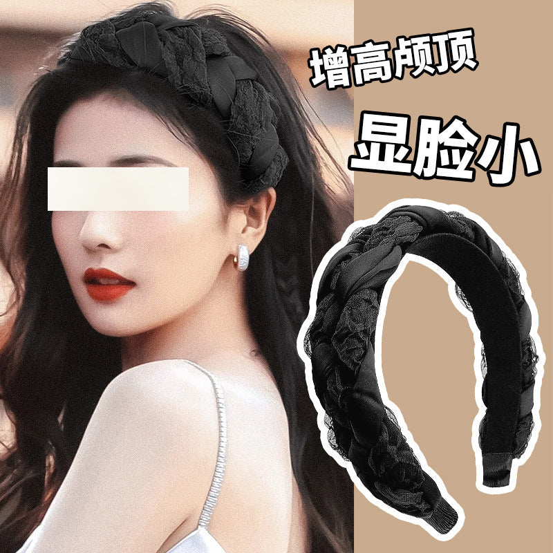 繽紛寬版髮箍－黑色滿天星款細節｜https://igowo.tw/