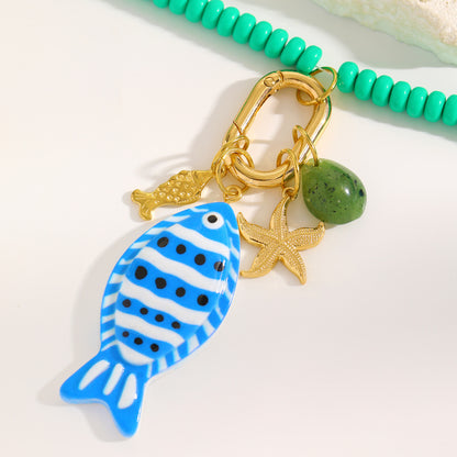 撞色串珠魚尾墜飾項鍊－細節特寫8｜https://igowo.tw/