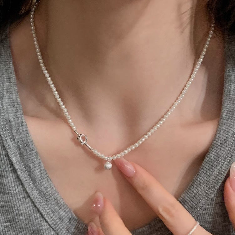 珍珠圓珠拉絲墜飾項鍊－商品主圖｜https://igowo.tw/
