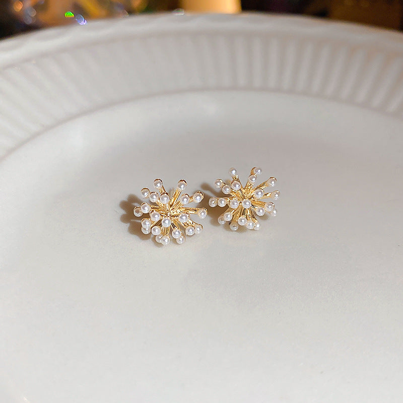 銀針法式花朵愛心珍珠耳釘優雅高級感復古耳環小眾氣質新款耳飾女