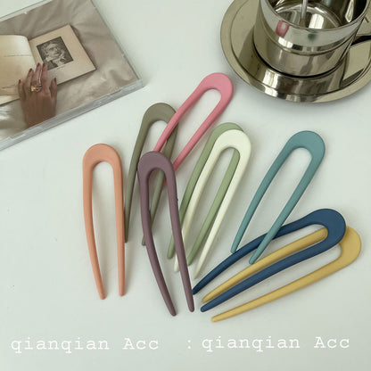 壓克力U形復古髮簪－商品主圖｜https://igowo.tw/
