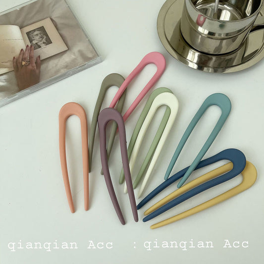 壓克力U形復古髮簪－商品主圖｜https://igowo.tw/