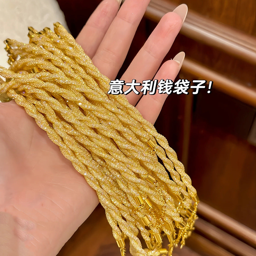 意大利錢袋子纏繞鋯石手鏈歐美時尚小眾設計感手環輕奢高級感飾品