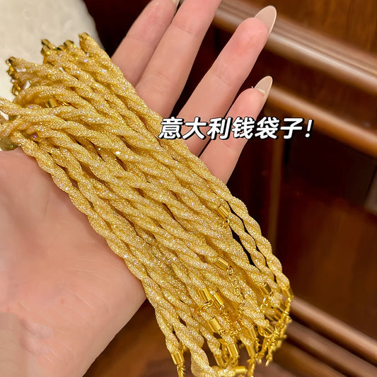 意大利錢袋子纏繞鋯石手鏈歐美時尚小眾設計感手環輕奢高級感飾品