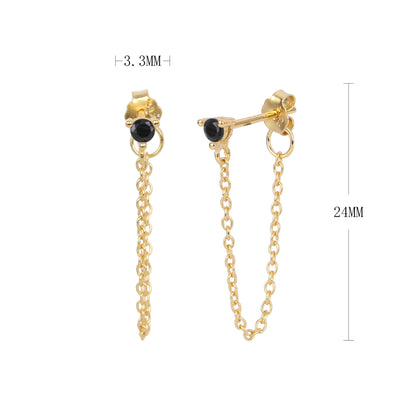 S925 外貿時尚精致簡約耳釘鑲鋯石耳線款潮流網紅風耳飾品