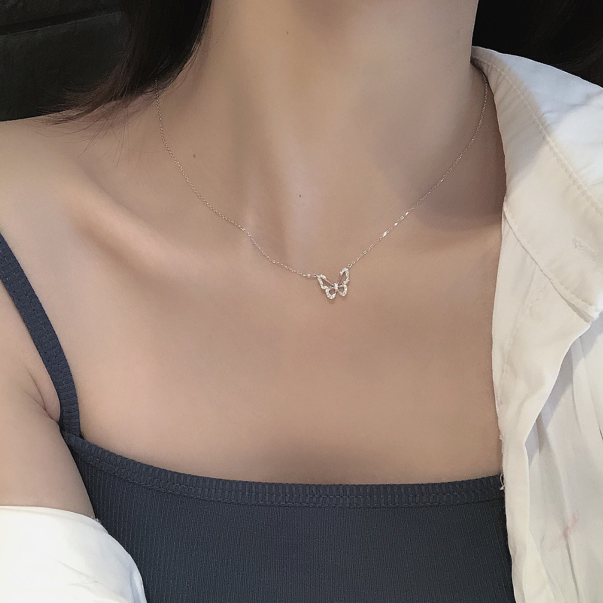 S925蝴蝶墜飾項鍊－細節特寫1｜https://igowo.tw/
