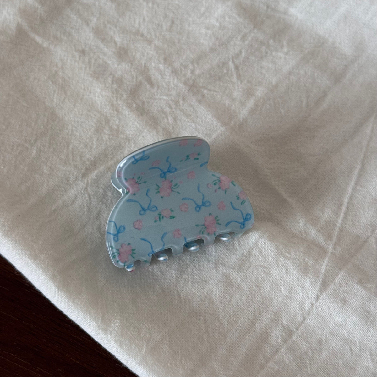 藍色醋酸板材碎花髮夾