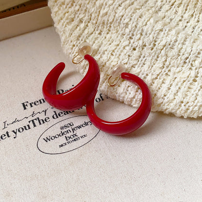 銀針滴油新年紅色珍珠耳環簡約時尚日常百搭耳釘輕奢高級感耳飾女