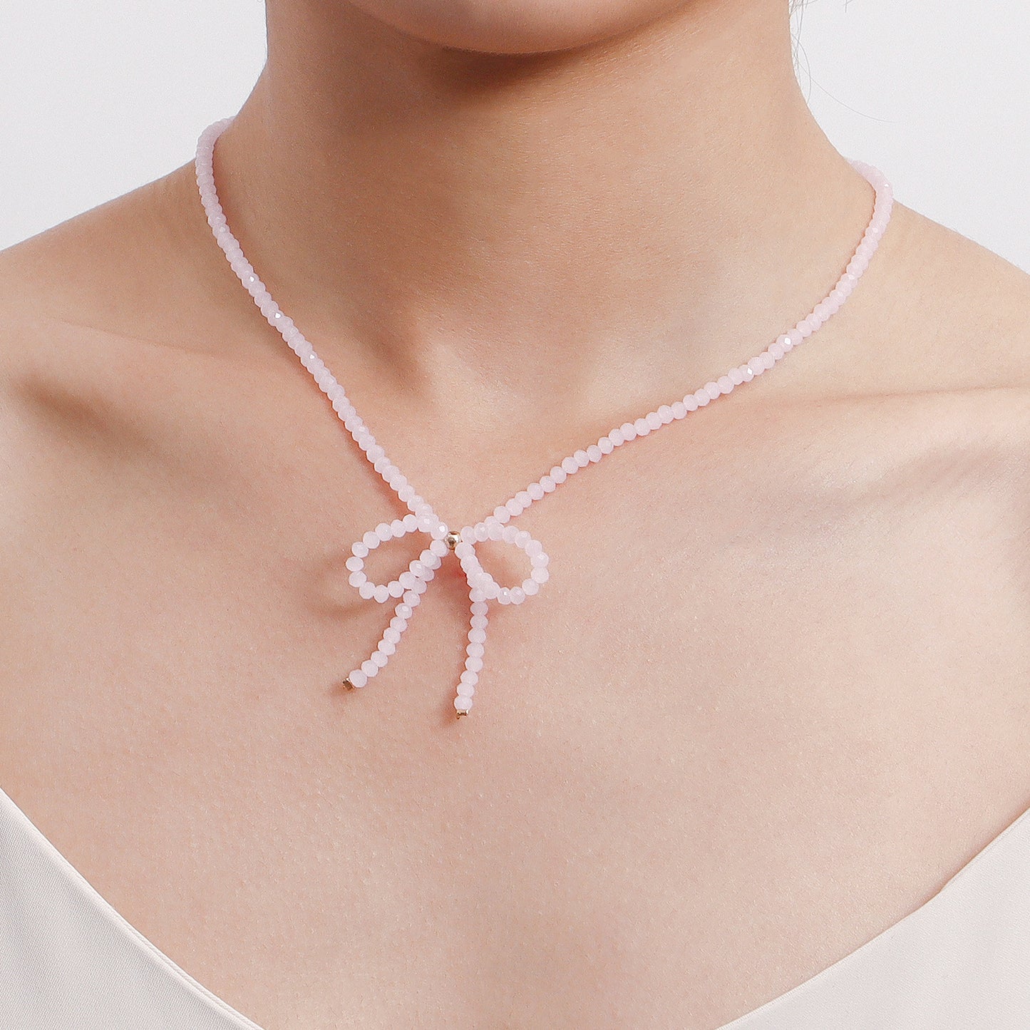 水晶蝴蝶結復古項鍊－2#黑色款實拍｜https://igowo.tw/