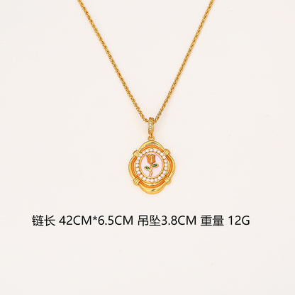 玫瑰復古項鍊－紫色玫瑰花耳釘款細節3｜https://igowo.tw/