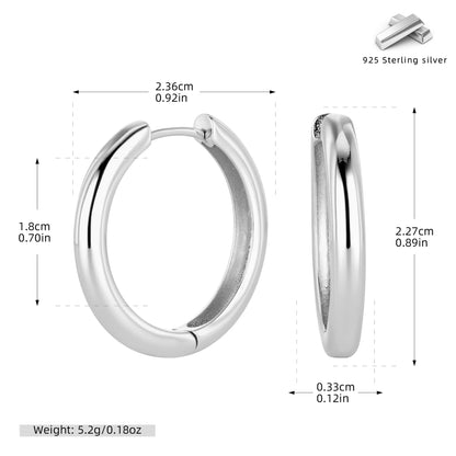 S925 耳環光面多尺寸圓形素圈耳扣耳飾經典百搭飾品