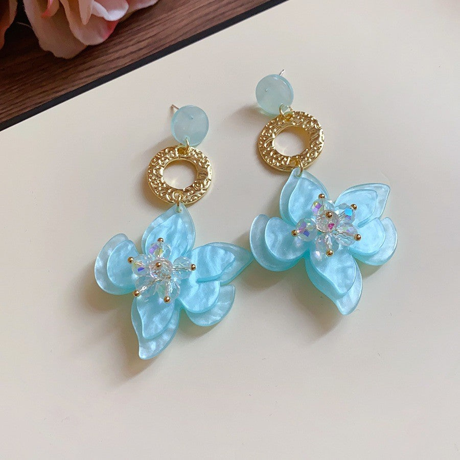 壓克力花朵流蘇耳環－細節特寫18｜https://igowo.tw/