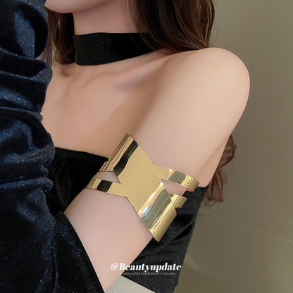 金屬環形多層幾何手鐲歐美設計夸張氣質臂環冷淡風輕奢飾品女批發