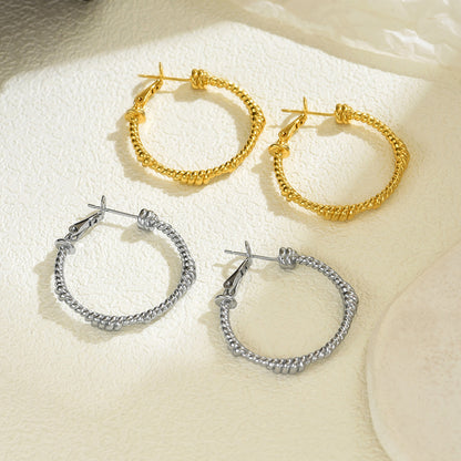 金色扭紋圓圈纏繞耳環－商品主圖｜https://igowo.tw/