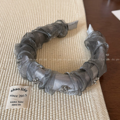 網紗鋯石寬版髮箍
