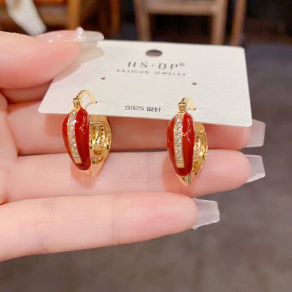 琺瑯愛心簡約耳扣－商品主圖｜https://igowo.tw/