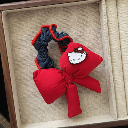 紅色領結貓咪髮圈