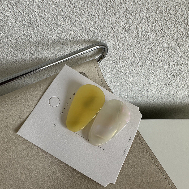 醋酸板材方形鏤空髮夾－綠+藍咖款細節｜https://igowo.tw/