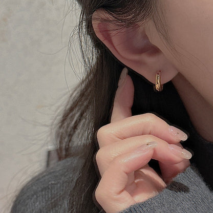 S925純銀韓版小眾設計感復古基礎款圈圈耳扣韓國風時髦耳飾品