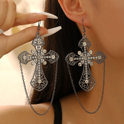 黑色天然石十字耳環－11KC金款細節7｜https://igowo.tw/