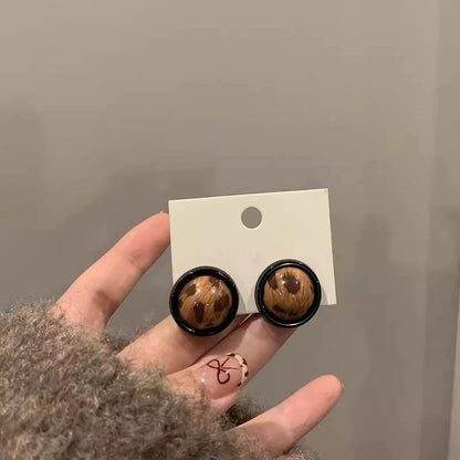 復古美拉德豹紋色耳環