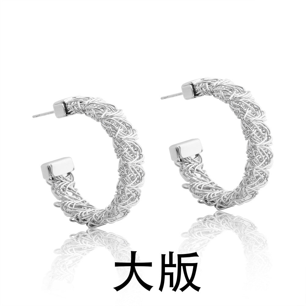 扭紋交叉編織簡約耳釘