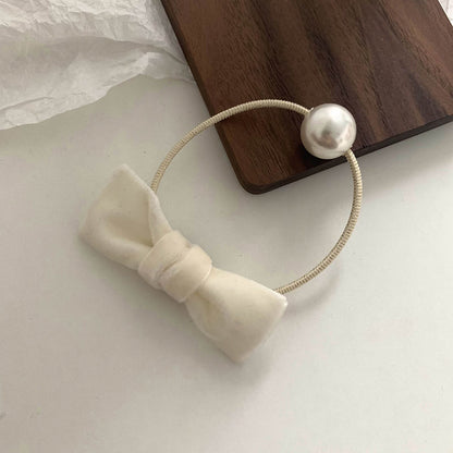 珍珠絨面蝴蝶結髮夾