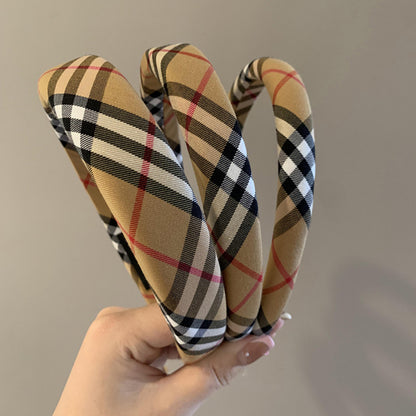 格紋寬版髮箍－商品主圖｜https://igowo.tw/