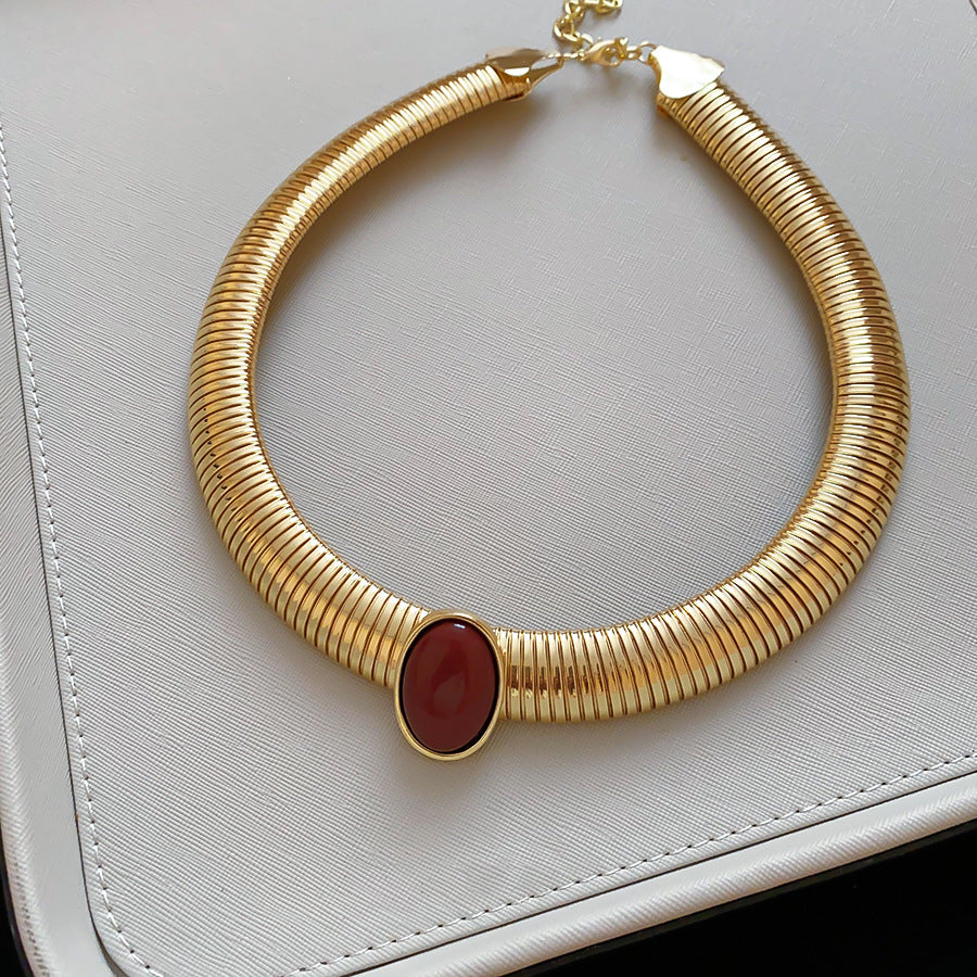 樹脂扭紋蛇骨復古項鍊