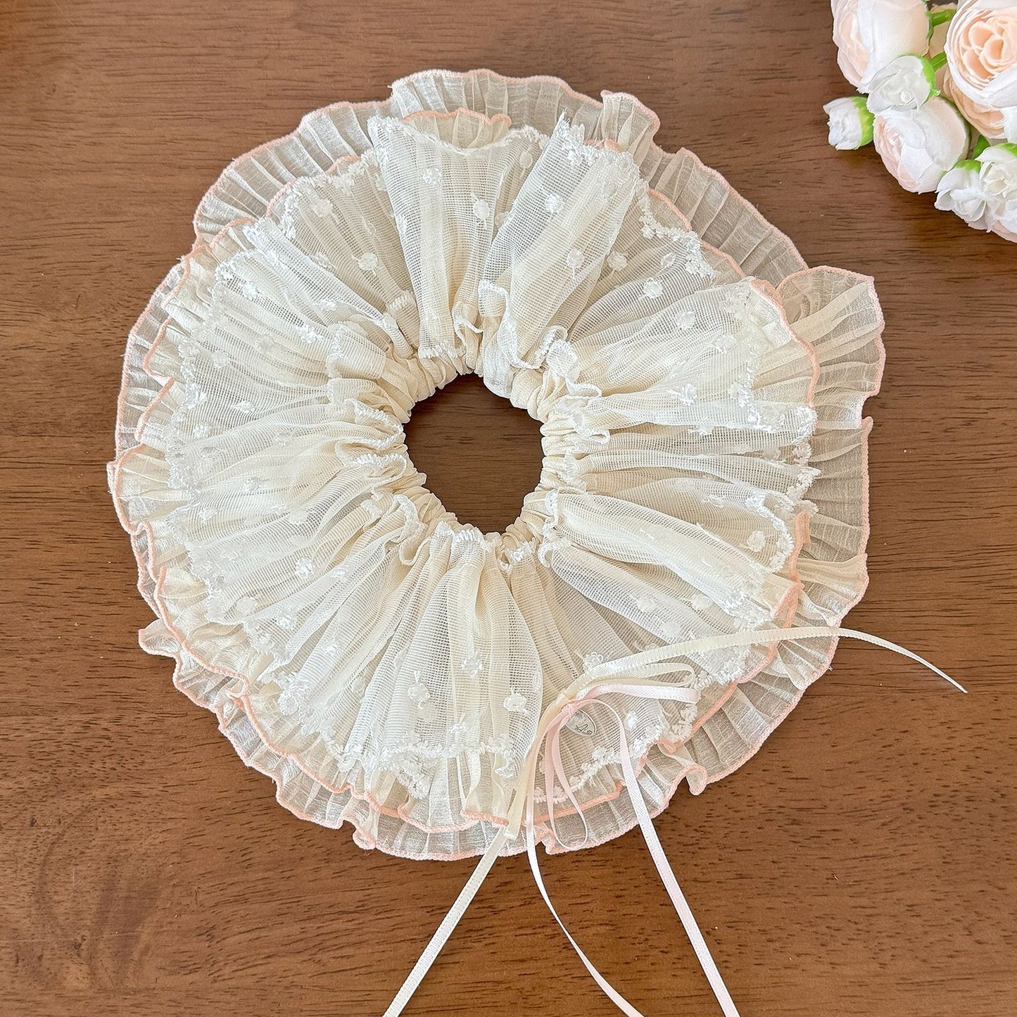 蕾絲波點大腸圈髮圈