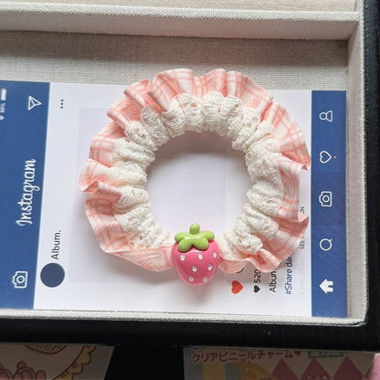 粉色草莓髮圈
