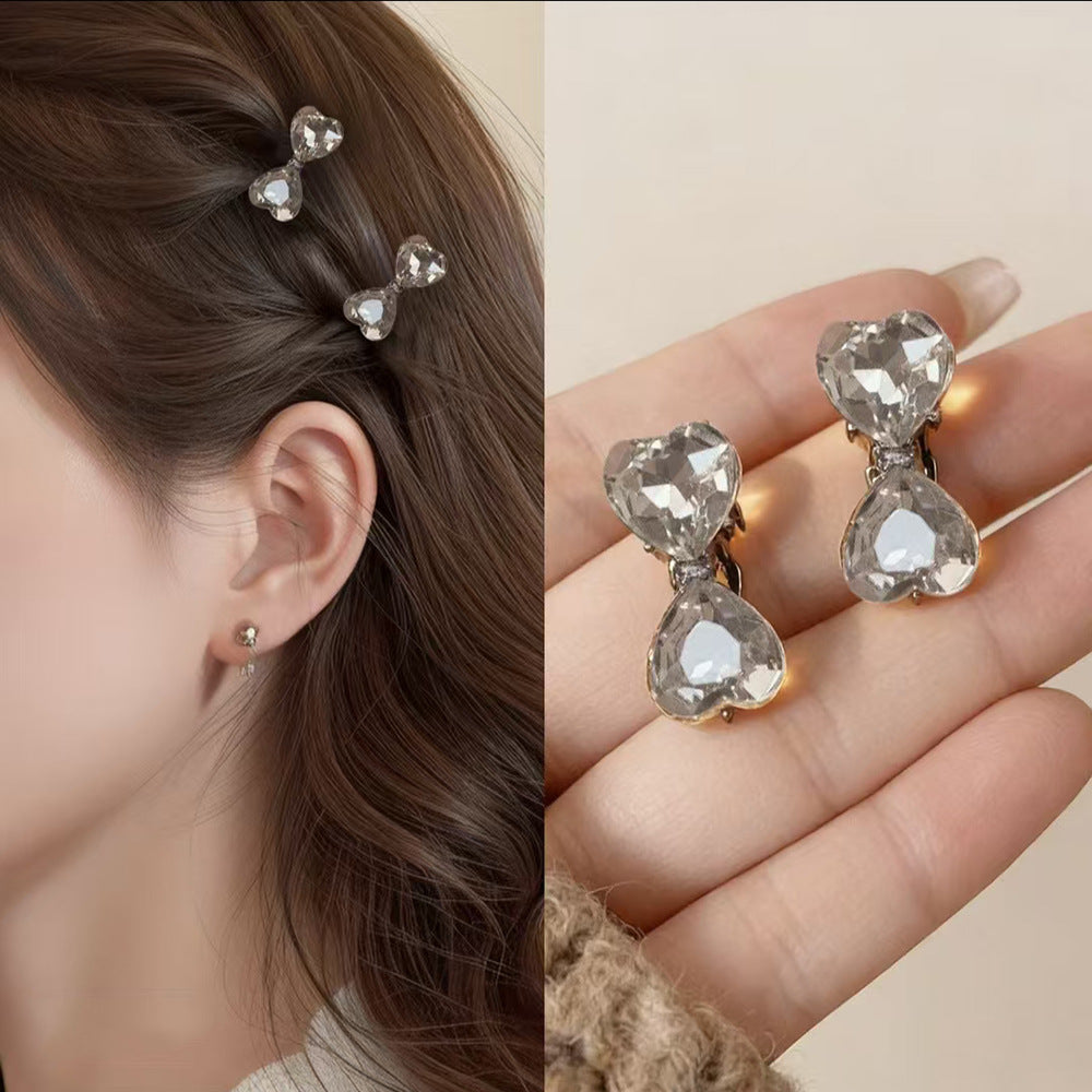 鋯石愛心髮夾－透明粉【單個】款實拍｜https://igowo.tw/