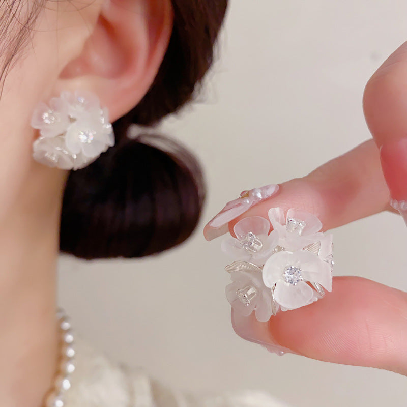 壓克力花朵電鍍耳釘－商品主圖｜https://igowo.tw/