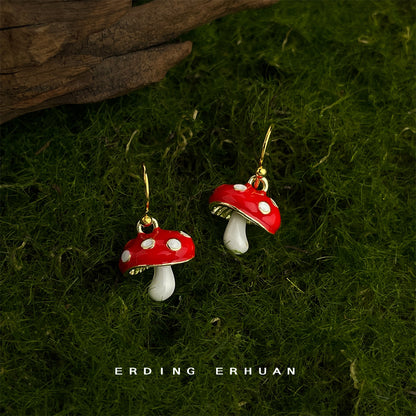 紅色蘑菇耳環－商品主圖｜https://igowo.tw/