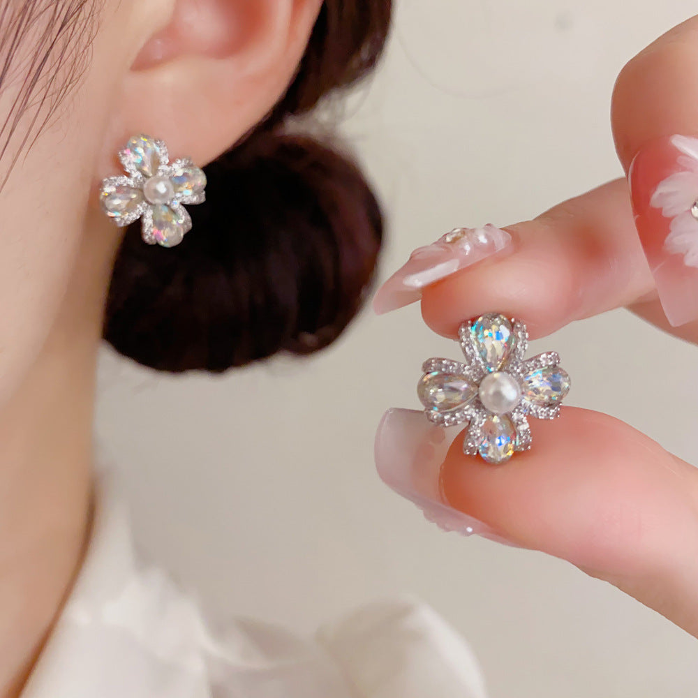 S925彩色鋯石耳釘－商品主圖｜https://igowo.tw/