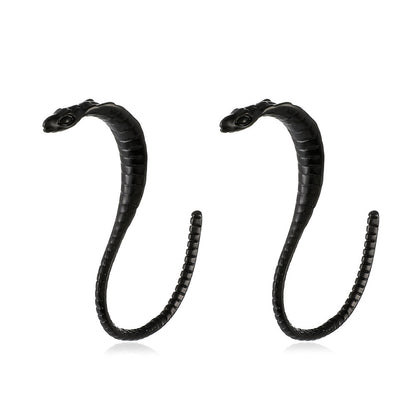 蛇形復古誇張耳環－槍黑 M-644款細節14｜https://igowo.tw/