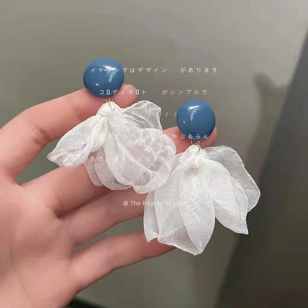 網紗銀針耳釘－商品主圖｜https://igowo.tw/