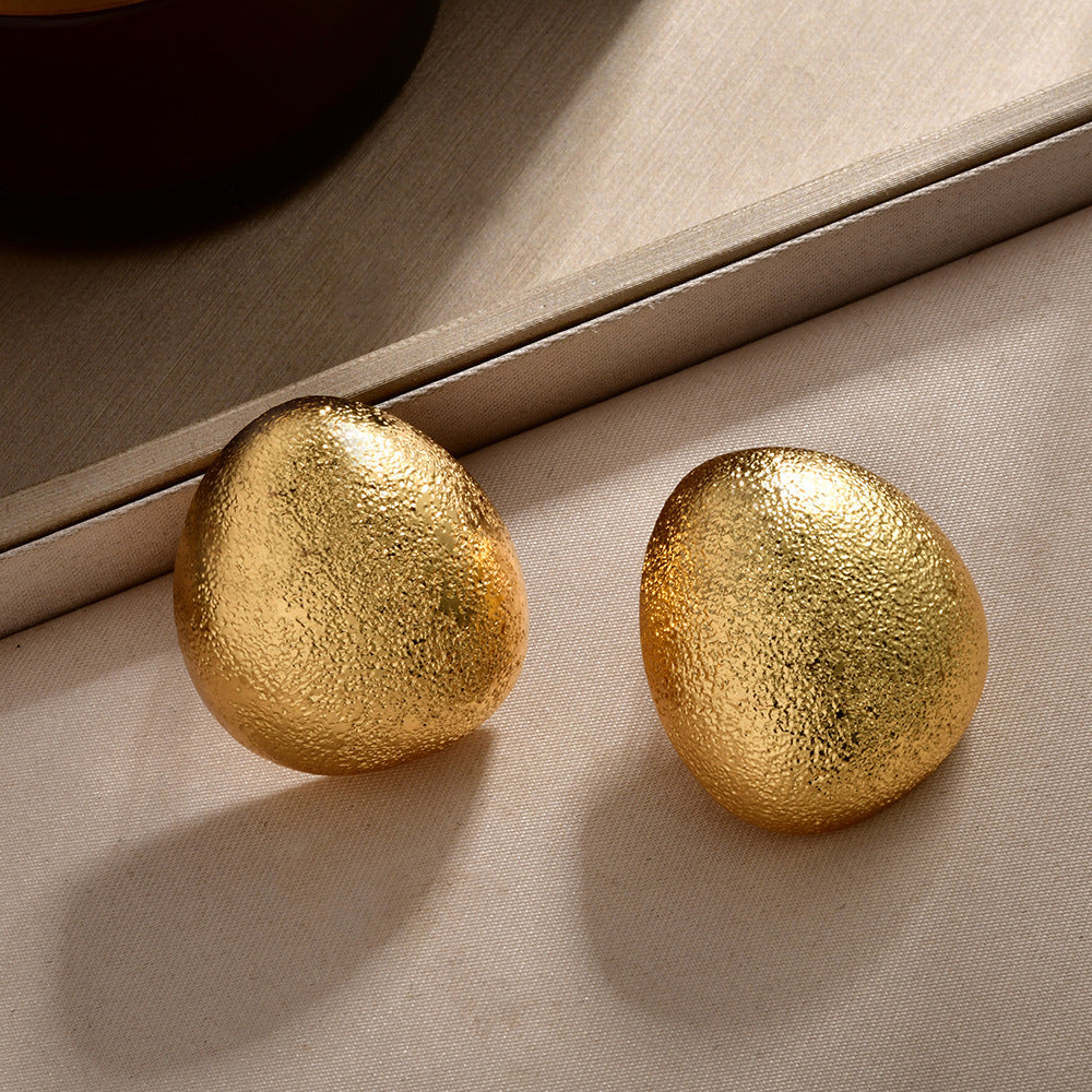 金色水滴拉絲耳釘